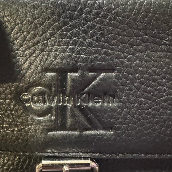 Calvin Klein Leather Backpack Black Pebbled CK Logo Flap Buckle K30513 NWT main image 7